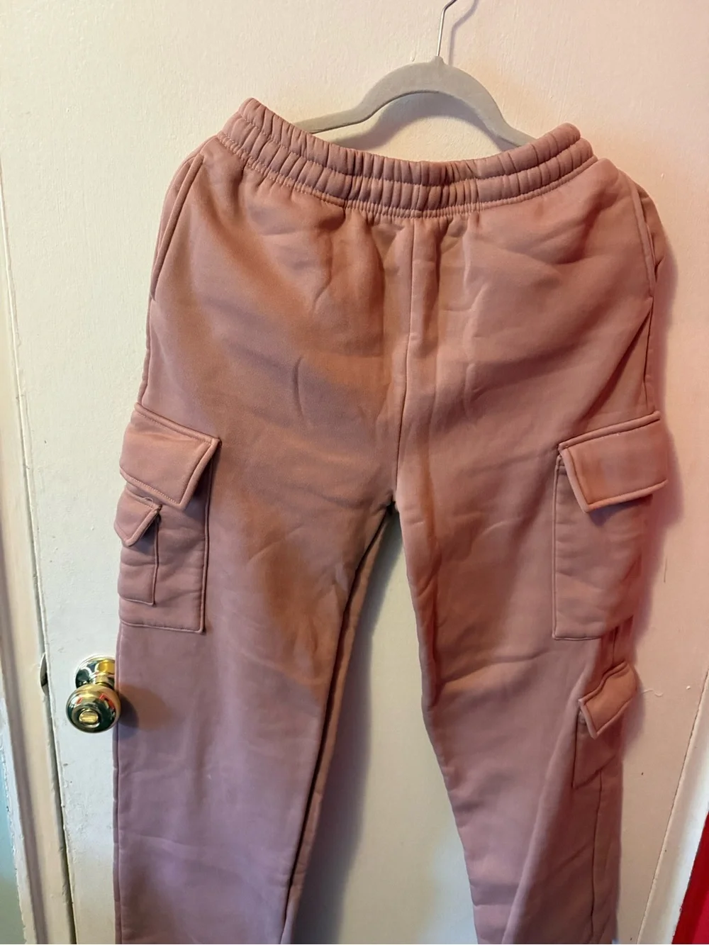 Dusty Rose Cargo Jogger Pants | Multi-Pocket
